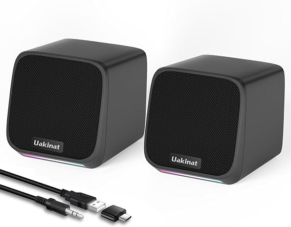 Computer Speaker for Desktop PC, Desktop Speaker, Mini Computer Speaker, USB Powered 3.5mm AUX Speaker