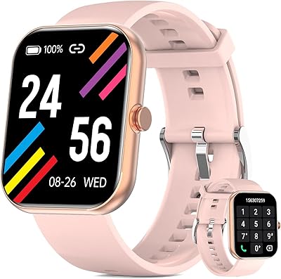 Smart Watch for Men & Women, 1.91 Fitness Tracker with AnswerMake Calls, IP68 Waterproof, 110 Sports Modes, Heart Rate & Sleep Monitoring, Compatible with Android iOS Pink