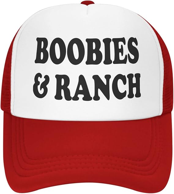 Boobies and Ranch Red Trucker Hat for Men Women Snapback Mesh Caps