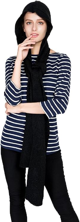Bellady Winter Knit Hooded Scarf Pullover Headscarf Hoodie Hat