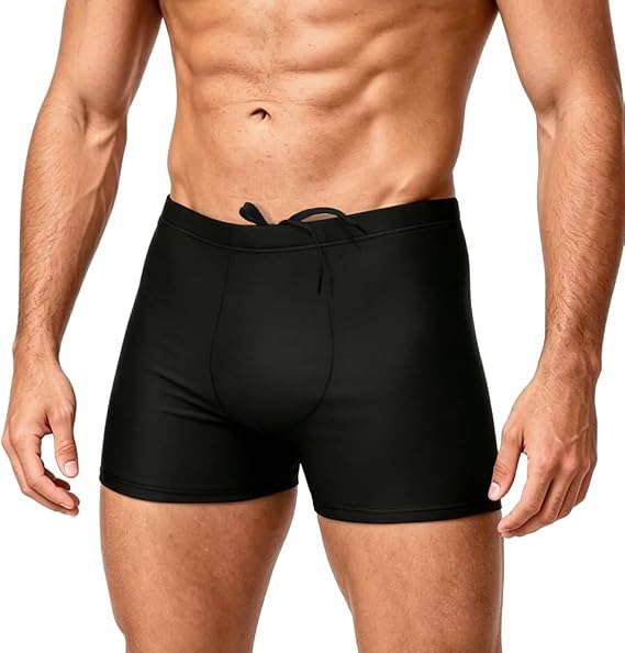 Men's Swim Trunks Athletic Jammers Square Leg Swimsuit Quick Dry Training Swim Shorts