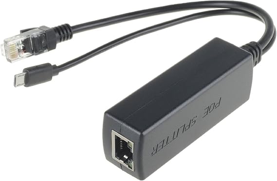 Active PoE Splitter 48V to 5V 2.4A Micro USB for RPi B B+ 2 3