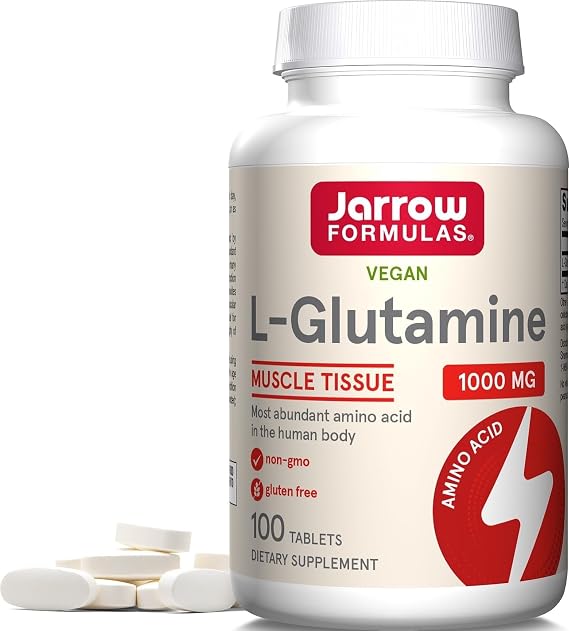 Jarrow Formulas L-Glutamine 1000 mg, Dietary Supplement for Muscle Tissue, Multifunctional Amino Acid, Immune Support , 100 Easy-Solv Tablets, 50-100 Day Supply