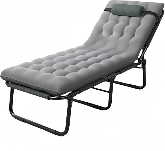 Portable Folding Camp Bed for Camping Travel Indoor Outdoor Beach and Garden Lightweight Foldable Camping Cot with Sun Lounger Functionality (Green)