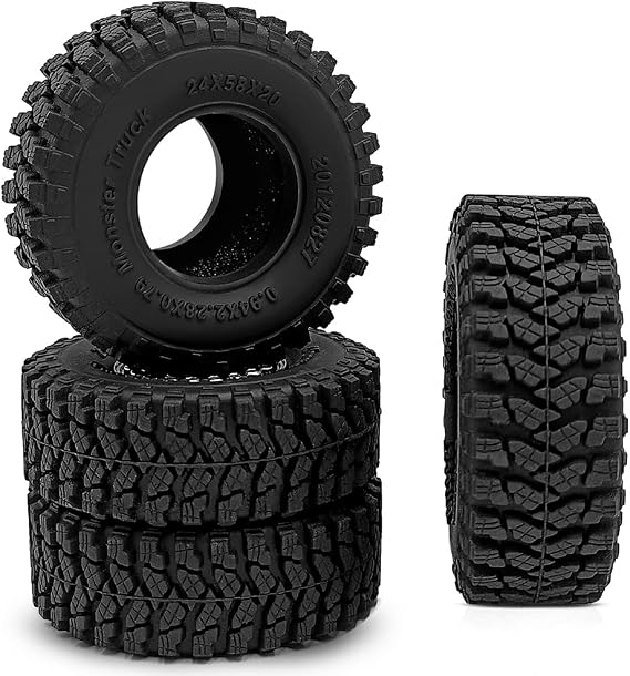 4Pcs 1.0" Tires Soft Rubber Tires, C Style