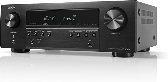 Denon AVR-S570BT 5.2 Channel AV Receiver - 8K Ultra HD Audio & Video | Enhanced Gaming Experience, Wireless Streaming via Built-In Bluetooth, (4) 8K HDMI Inputs, Supports eARC, HD Setup Assistant