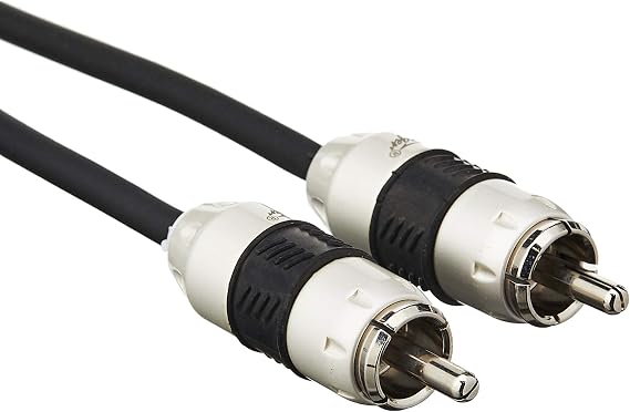 STINGER 8000 Series 17ft 2-Channel RCA Stereo Interconnect Cable for Car Audio Systems, Silver Plated Copper Conductors, Directional High-Rate Double Twisted-Pair Construction for Noise Rejection | Noise-rejecting interconnect for long amplifier runs, directional silver plated copper conductors, 17 foot stereo amp cord