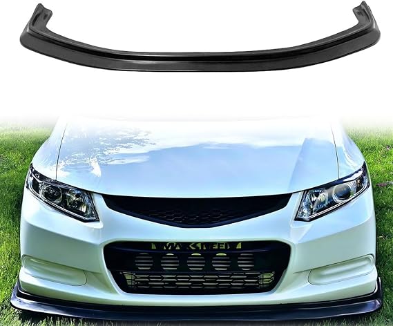 Front Bumper Lip Compatible with 2012-2013 Honda Civic Coupe 2-Door, Unpainted Black MDA Style Polyurethane Front Lower Chin Spoiler Protector, 1 PC