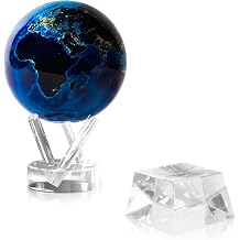MOVA Earth at Night 4.5" Rotating Globe with Crystal Base Bundle | Light Powered Spinning Globe | NASA Satellite Imagery Desk Decor Gift for Home or Office