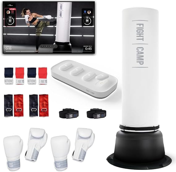 FightCamp Fitness Tracker & Free Standing Punching Bag for Adults, Motion Sensors, Boxing Gloves, Boxing Wraps, Ankle Support Wraps & Punching Bag Stand - 67 inches, 350 lb