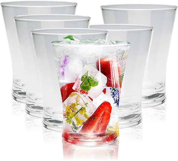Arora Clear Plastic Tumblers Set of 6, 16oz Acrylic Reusable Drinking Glasses Water Tumblers, BPA-free Water Cups for Parties, Holidays, Everyday Use