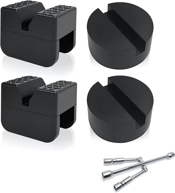 TONDA Jack Pads, Universal Rubber Rail Pinch Weld Protector and 4 Way Lug Wrench