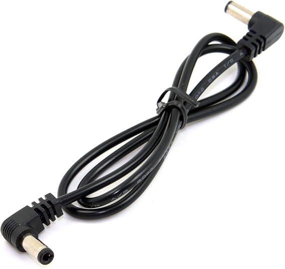 JSER DC Power Supply 5.5x2.1mm/2.5mm Male to 5.5 2.1/2.5mm Male Plug Cable with Right Angle 90 Degree 60cm