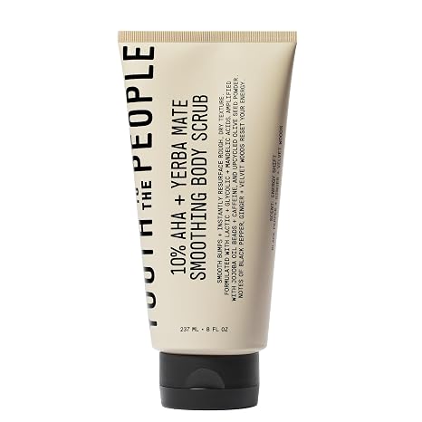Youth To The People 10% AHA + Yerba Mate Smoothing Energy Body Scrub (8 fl oz), Exfoliates Rough Texture + Dry Skin, Suitable for Sensitive + Keratosis Pilaris Skin, Vegan