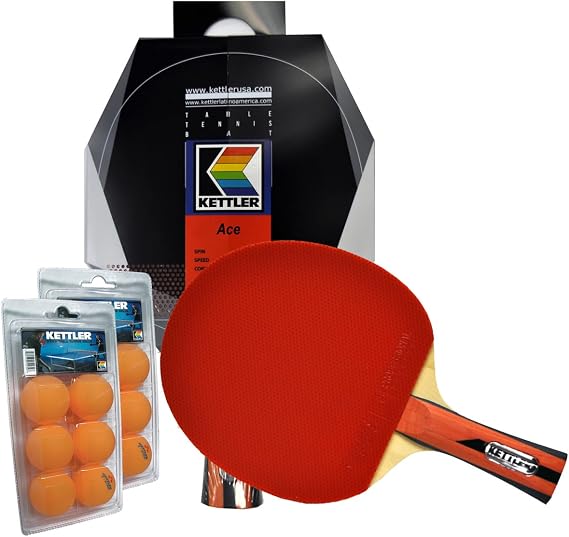 KETTLER 2-Player Ace Table Tennis Accessory Set (2 Rackets and 12 Balls)