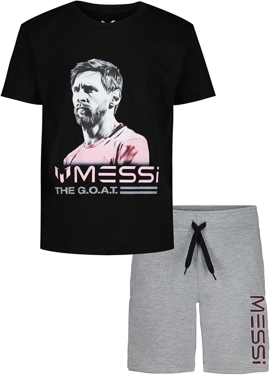 Messi Boys' Lifestyle 2-piece Set, Cotton-blend Set With Comfortable Tops & Pant, All-day Wear