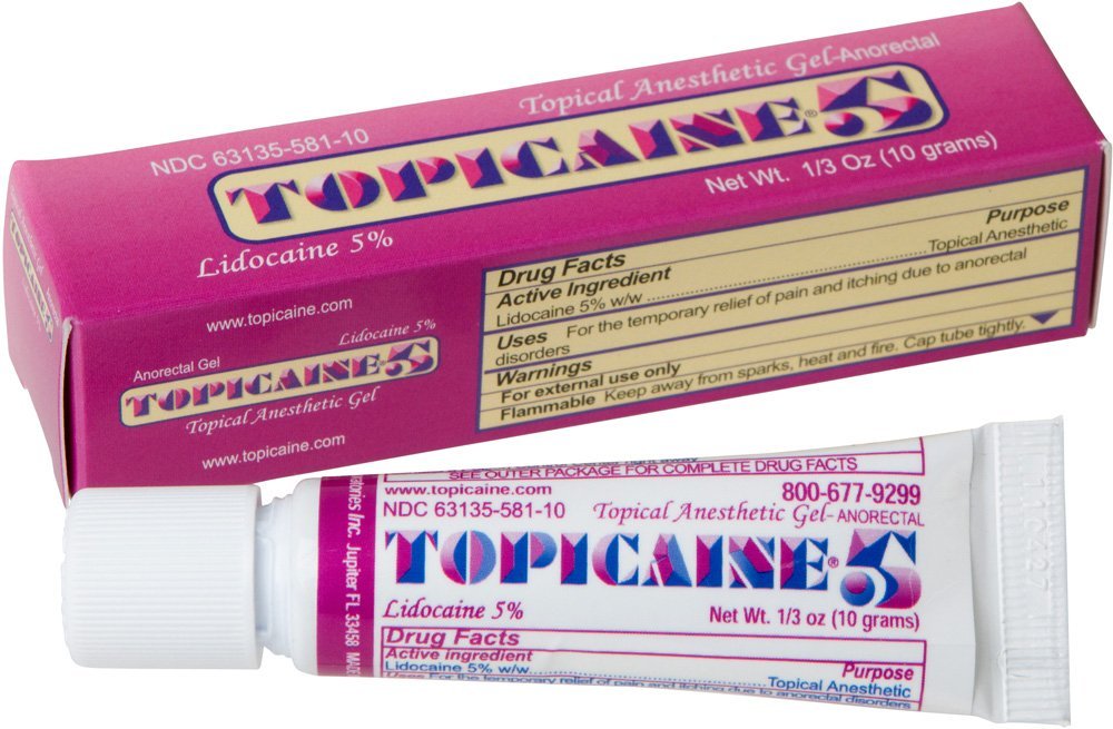 Lidocaína en gel Topicaine 5, peso neto 0.33 oz anestesia para entumecimiento anorectal
