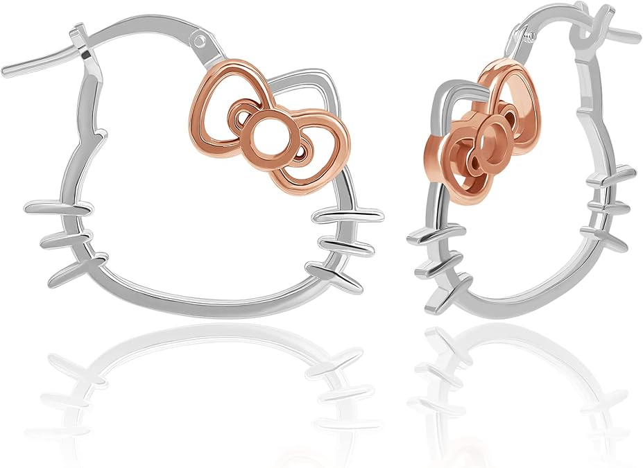 Sanrio Hello Kitty Womens Silhouette Hoop Earrings Official License
