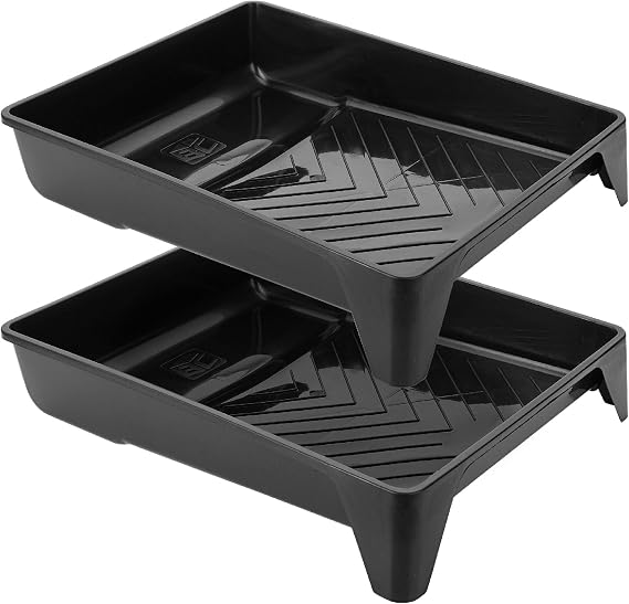 Bates- 9 Inch Paint Tray, 2 Pack Black Plastic Paint Roller Tray