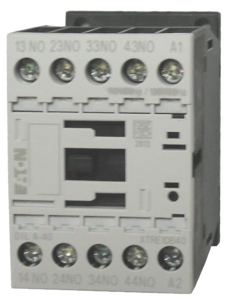 Eaton / Moeller DILA-40 4 pole control relay with a 110/120 volt AC coil.  with 4 N.O. base contacts, rated for 16 AMPS and mounts on standard 35mm DIN rail