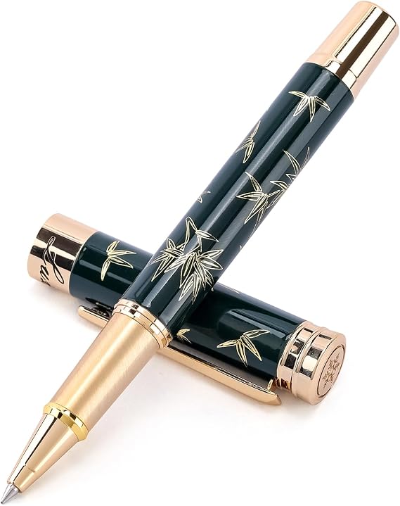 24K Gold Planting Rollerball Pens Smooth Writing Pen Set fro Men Women Fancy Green Roller Ball Pen Boss Colleagues Luxury Pens Gifts for Graduation Birthday Christmas