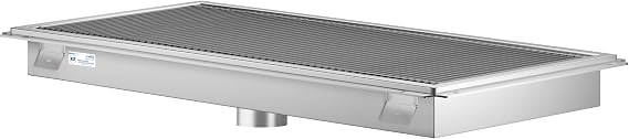 KoolMore 24" x 42" Stainless Steel Floor Trough Drain, 14-Gauge with Subway-Style Grating & Removable Drain Basket, NSF Listed (KM-FTG-2442)