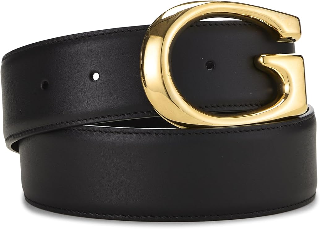 Pre-loved Black Leather G Buckle Belt 80, Black