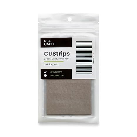 TRUE CABLE Copper Fabric Strips with Conductive Adhesive, EMI/RFI Shielding Tape
