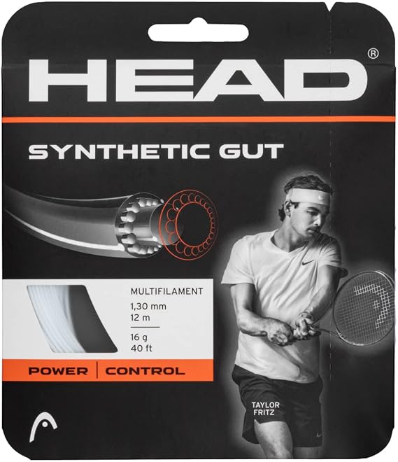 HEAD Synthetic Gut Tennis String Full Set, 16 Gauge, White, 40 Foot Length