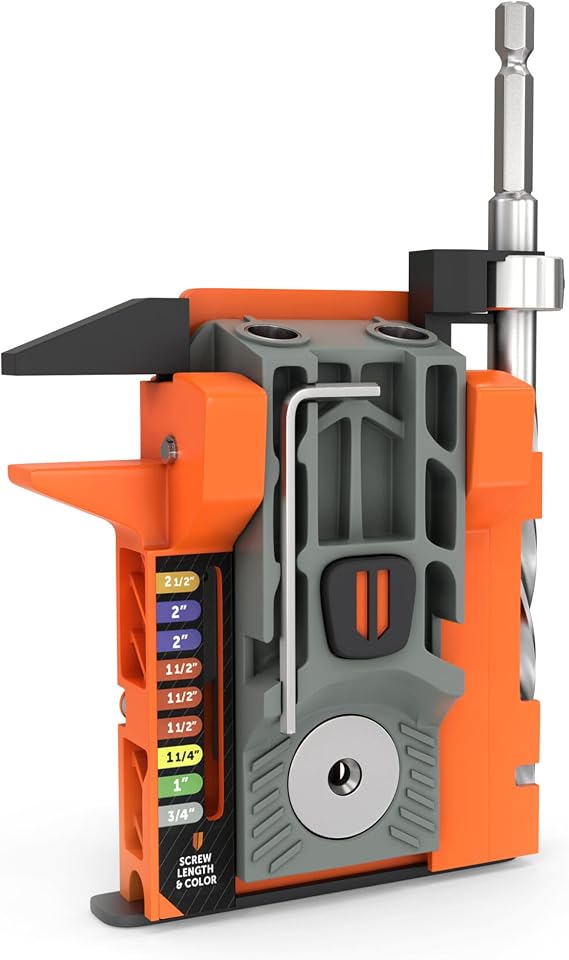 ARMOR TOOL Mini-Jig Pocket Hole System - Starter Pack - Woodworking Joinery Tool with Self-Adjusting Design & 50 Assorted Screws - APJ700