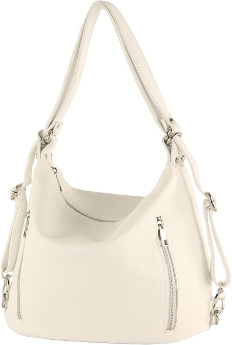 modamoda de - T249 Italian Women's Backpack Bag 2 in 1 Leather