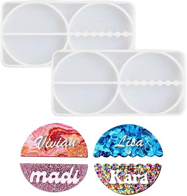 2 PCS Name Plate Molds for Owala Water Bottle 24 Oz 32oz 40 Oz, Silicone Name Tag Mold Compatible with Owala Bottle, DIY Personalized Name Plate Making Accessories for Owala Tumbler Cup