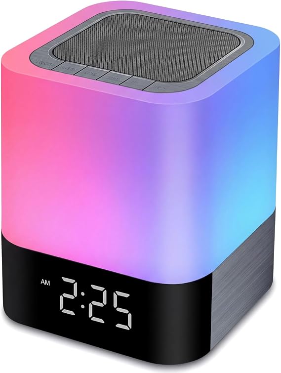Bluetooth Speaker with Alarm Clock, Touch Sensor Bedside Lamp, Night Lights