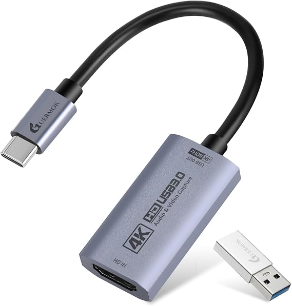 Guermok HDMI Capture Card, USB 3.0 HDMI to USBC Video Capture Card, 4K60FPS