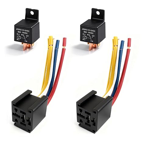 2 Pack 12V 80A 5 Pin Relays, SPDT Changeover Relay with Socket Holder, Heavy Duty Relay for Truck, Motor and Automotive Applications, Electric Fuel Pumps, Cooling Fan, Solenoid, Horn, On/Off Operation