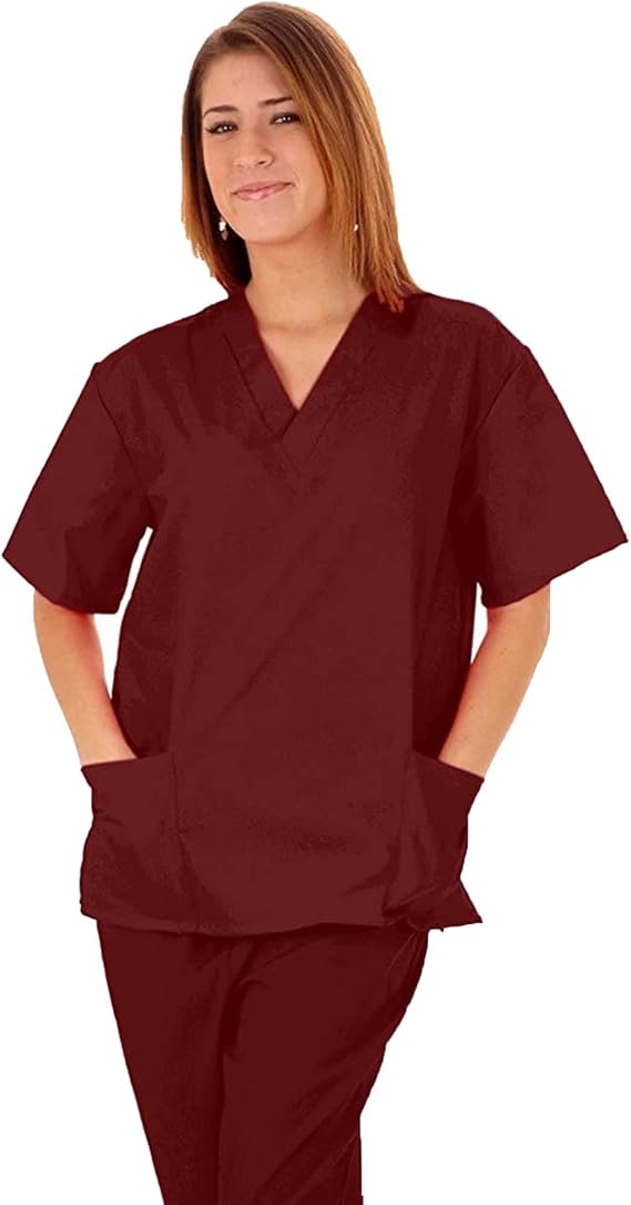 Women Scrub Sets Solid Scrub Set Medical Scrub Top and Pants