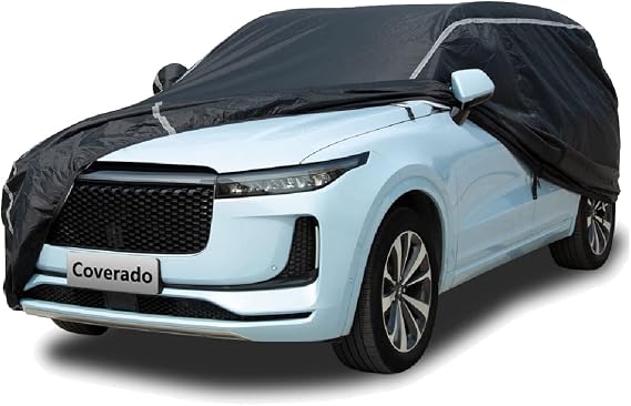 Car Cover Waterproof All Weather SUV - Coverado Black Car Cover Hail Protection with Zipper Door, Cotton Backing Snowproof UV Protection Windproof, Universal Fit for SUV (191"-205")