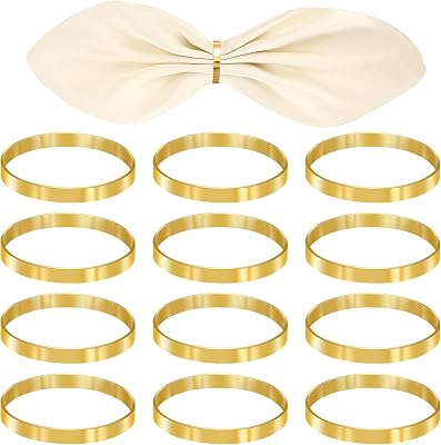 Round Modern Gold Napkin Rings Set of 12, Perfect for Cloth Napkins, Weddings, Parties, Ramadan & Easter, Table Decor