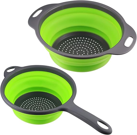 Xiaomoyu 2 Pcs Collapsible Colander with Handle, Food Seves and Strainers