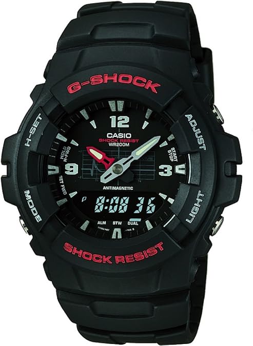 Casio G-Shock G-100 Series | Analog-Digital Watch | Shock Resistant | 200M Water Resistant | Anti-Magnetic | Neobrite Hands | EL Backlight | Black
