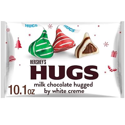HERSHEYS HUGS Milk Chocolate and White Creme, Christmas Candy Bag, 10.1 oz