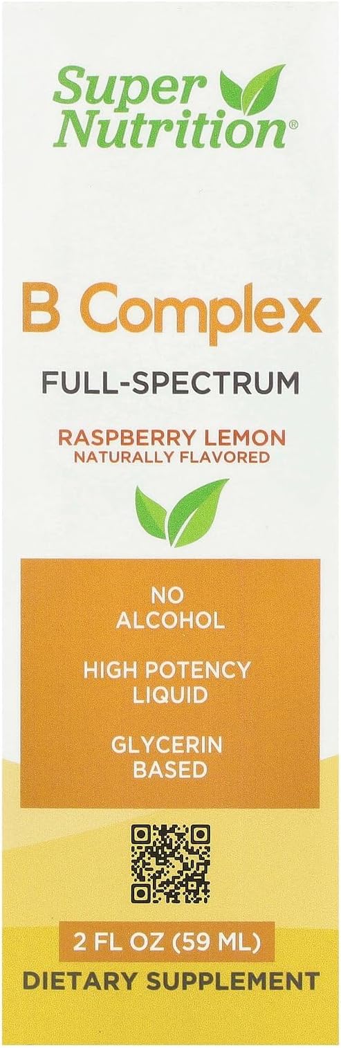 SuperNutrition B Complex Full Spectrum with Vitamin B12, Pantothenic Acid, Biotin, and Niacin, Raspberry Lemon, 2 fl oz (59 ml)