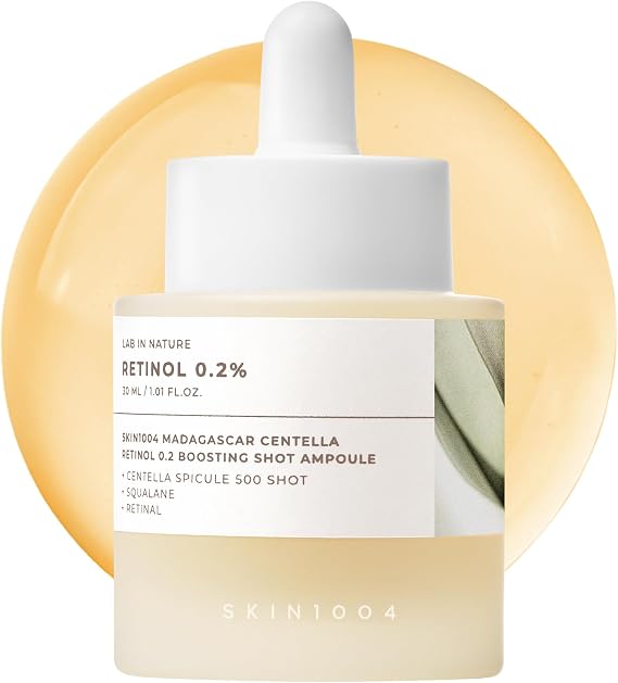 SKIN1004 Retinol Boosting Shot Ampoule 0.2% Facial Serum for Elastic Skin, Spicule Serum with Retinol and Retinal, Centella Ampoule for Fine Lines and Wrinkles, Korean Skin Care, 30 ml