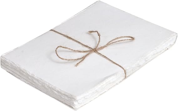 50 Pack Cotton Watercolor Paper with Deckle Edge 200 GSM Rough Textured Watercolor Paper for Writing