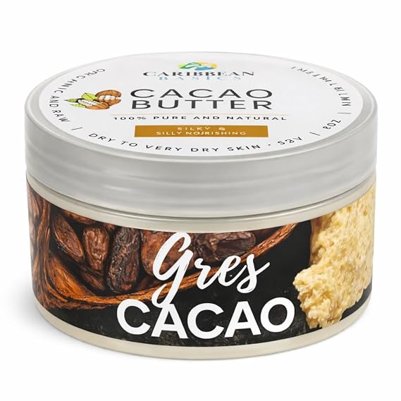 caribbean basics Pure Organic Haitian Cacao Butter (Gres Cacao), 8 Ounce (Pack of 1)