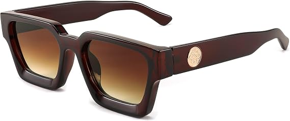 FEISEDY Retro 90s Square Sunglasses for Women Men Trendy Chunky Rectangle Sunglasses UV400 Protection B2385
