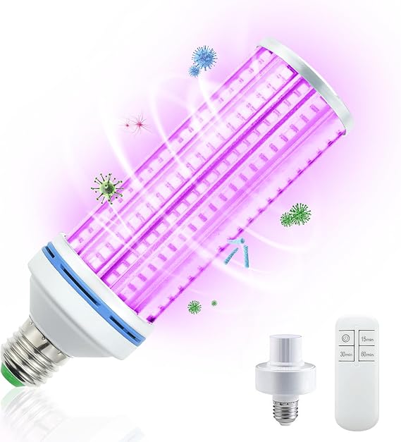 TAISHAN 60W Lamp, Bulb with E26/E27 Base,Remote Control Timer LED Corn U-VC Lamp Bulb for Warehouse,School,Home,Restaurant,Office