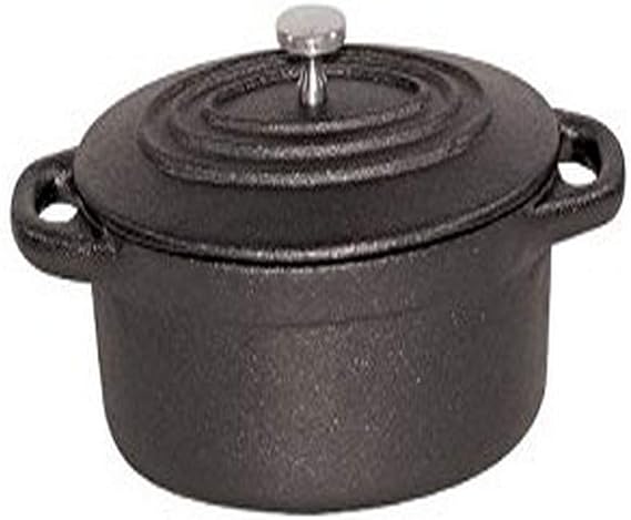Paderno World Cuisine 0.42-Quart Oval Cast-Iron Casserole, Black