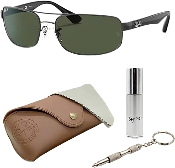 Ray-Ban RB3445 Rectangle Sunglasses with Official Eyewear Kit