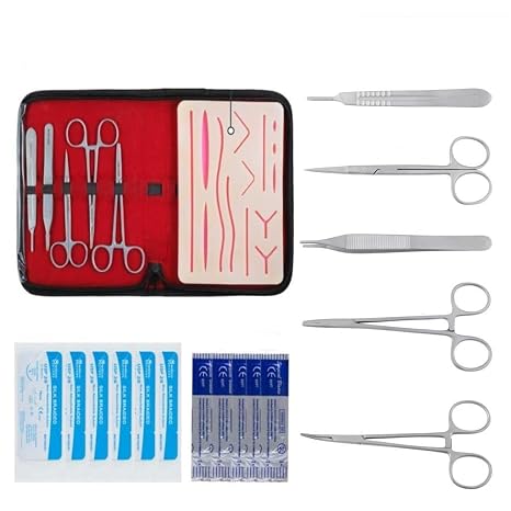 Complete Suture Practice Kit For Medical Students Vets & Nurses for Training, Reusable True Skin Feel Silicon Suturing Pad With Necessary Tool Kit For Training (Complete Kit)